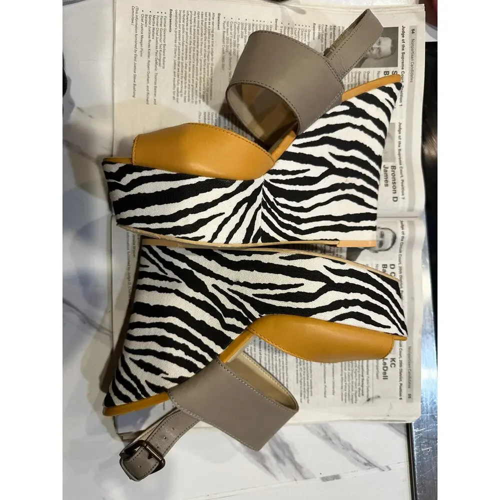 Nine West Wedge Sandals Size 8.5 - Zebra Print